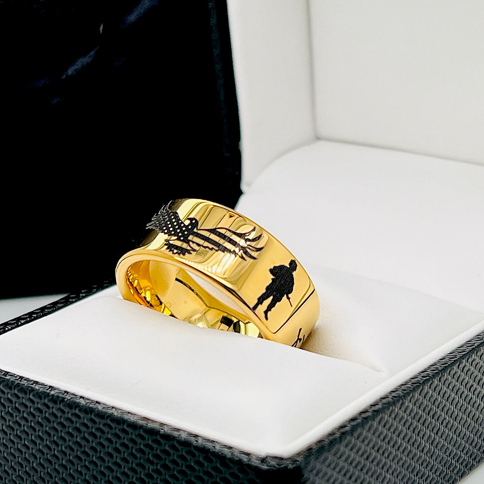Thumbnail: Military Ring, Yellow Gold Ring, US Army Ring, Wedding Ring, Mens Ring, Band, Women Ring