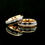 Thumbnail: Blue sandstone and moonstone rose gold tungsten carbide wedding band 7mm