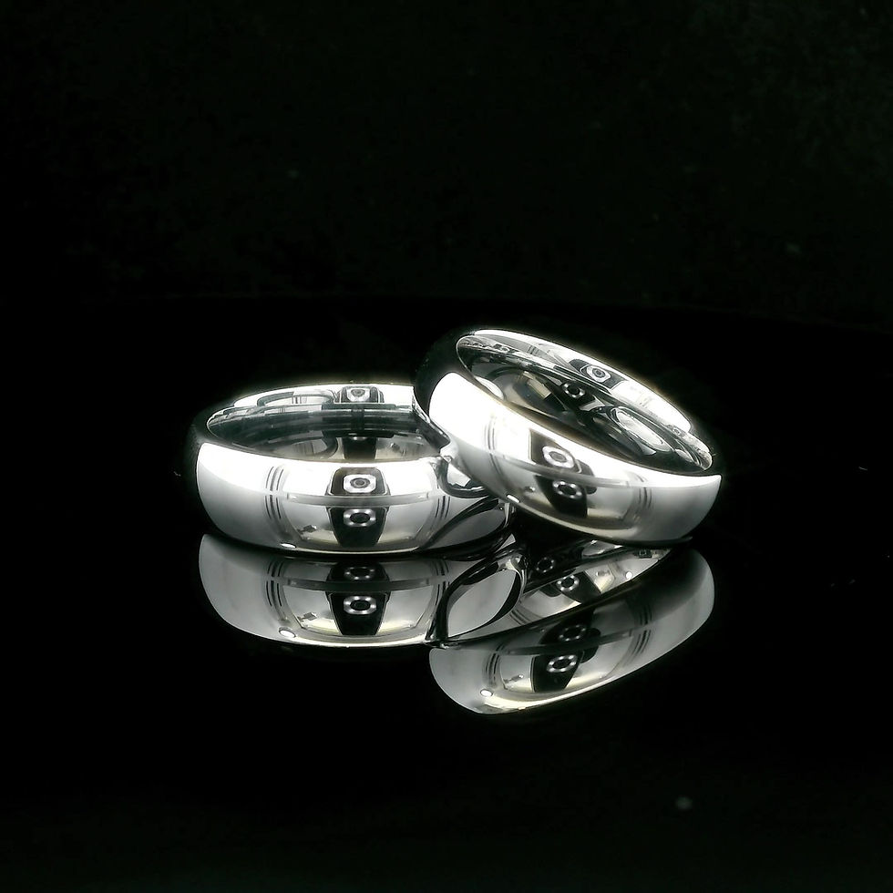 Thumbnail: Set of Two Dome Shape High Polished Silver Tungsten Carbide Wedding Bands – His and Hers Matching Rings, 2mm,4mm,6mm,7mm,8mm