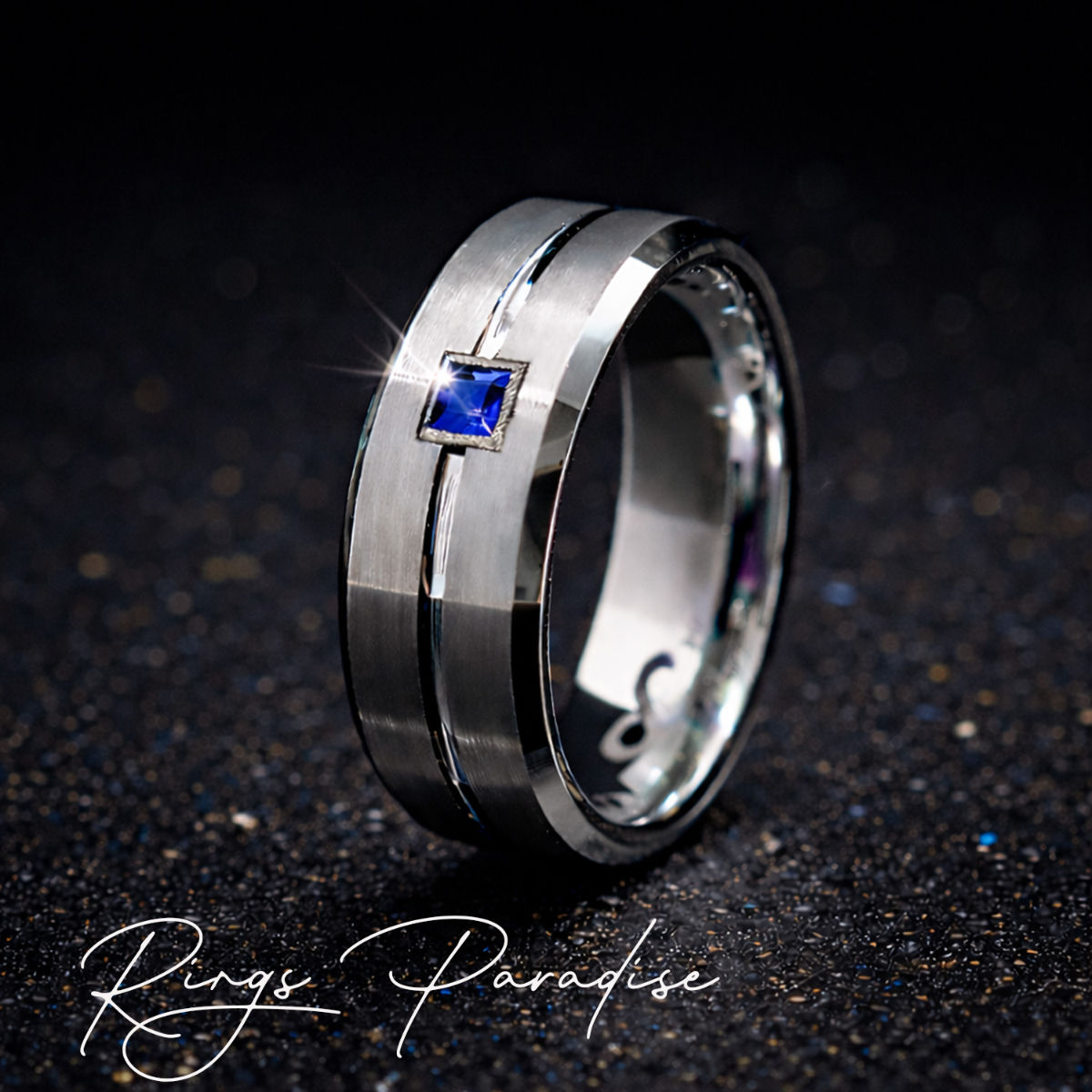 grooved brushed tungsten wedding band in 7mm 8mm 9mm widths