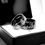Thumbnail: Black Tungsten Ring featuring Mountains Range with Cross on the Pick Ocean Wave  Pattern Tungsten Wedding Bands for His, hers
