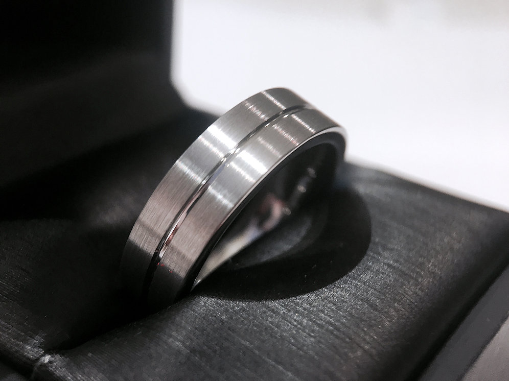 Gun Metal Tungsten Wedding Bands Set, Matching Rings Set lunamur