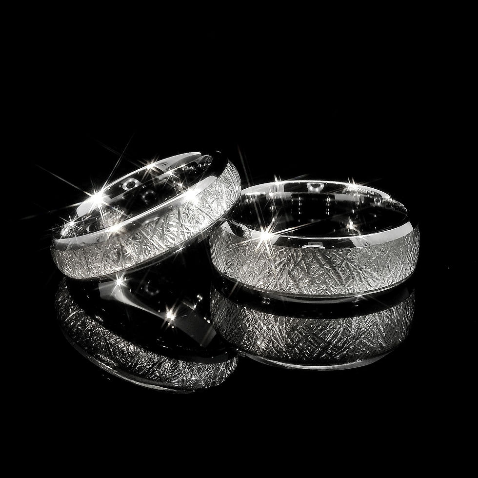 Thumbnail: Silver tungsten carbide wedding rings, durable and scratch-resistant, classic men’s and women’s wedding bands.