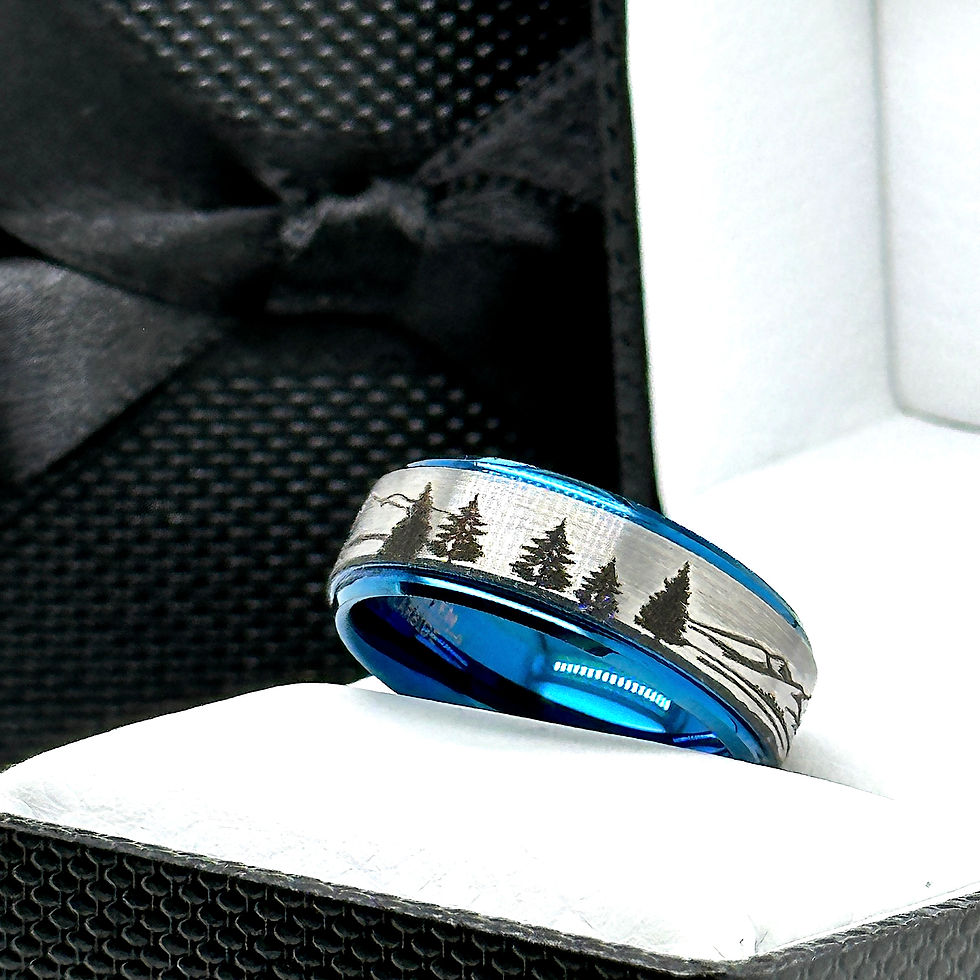 Thumbnail: Wolf and Wox Ring, mens wedding bands, mens ring, mens jewelry, mens fashion jewelry, blue ring