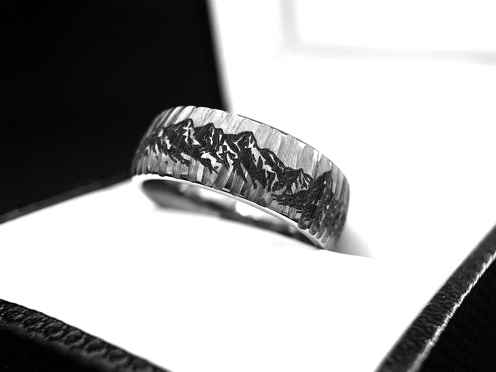 Thumbnail: Mountains Ring, tungsten Ring, Mens Wedding Bands, mens promise Ring, His Promise Ring, wedding Bands, Wedding Ring, Gift