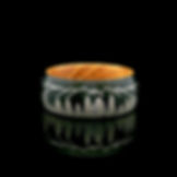 Thumbnail: pine trees and mountains ring with whiskey barrel wood inlay and black tungsten band