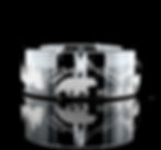 Black Tungsten Ring with Two Bears Forest Scene - Blue Tungsten Carbide Ring