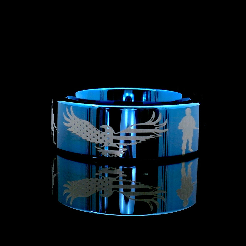 Thumbnail: Adorable Pandas Wedding Bands - Custom Engraved Tungsten Rings for Couples