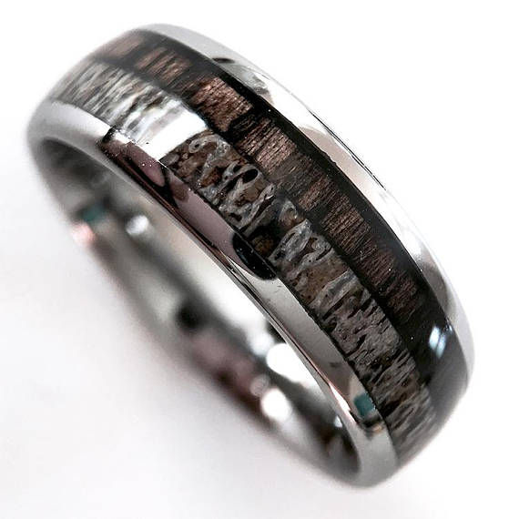 Thumbnail: Mens Wedding Band, Mens Rings, Deer HunterRing, Antler Ring, His and Hers Ring
