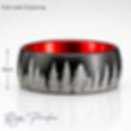 black tungsten ring forest tree engraving red interior 8mm band