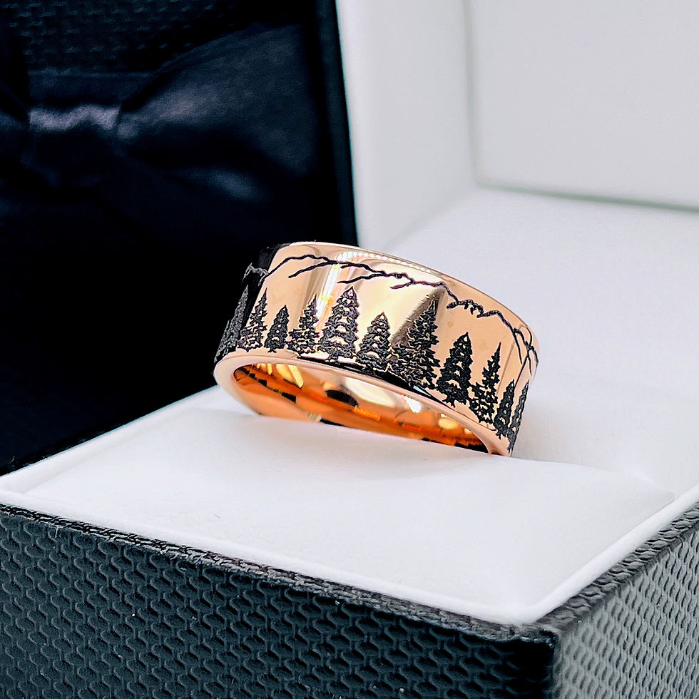 Thumbnail: Spruce Forest ring, Mens ring , wedding bands, engagement ring, weddings, anniversary ring, rose gold wedding bands