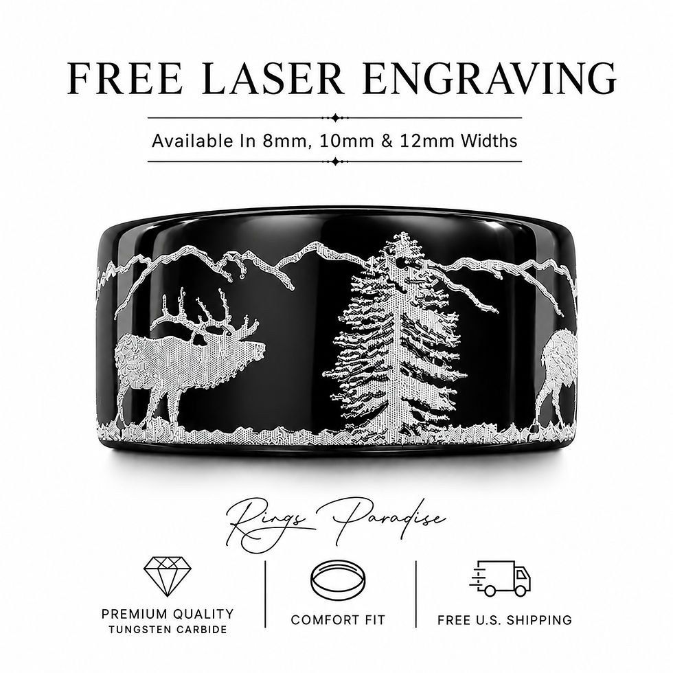 black elk mountain ring tungsten wedding band 8mm 10mm 12mm