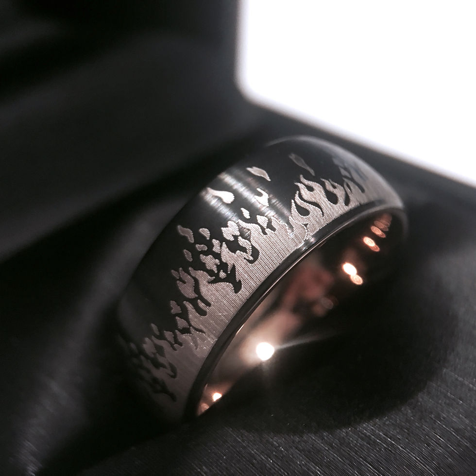 Thumbnail: Mens Tungsten Wedding Bans, Black and Rose Gold Tungsten Ring, His and Her Promise Ring, Engagement Rings, Mens Tungsten Ring