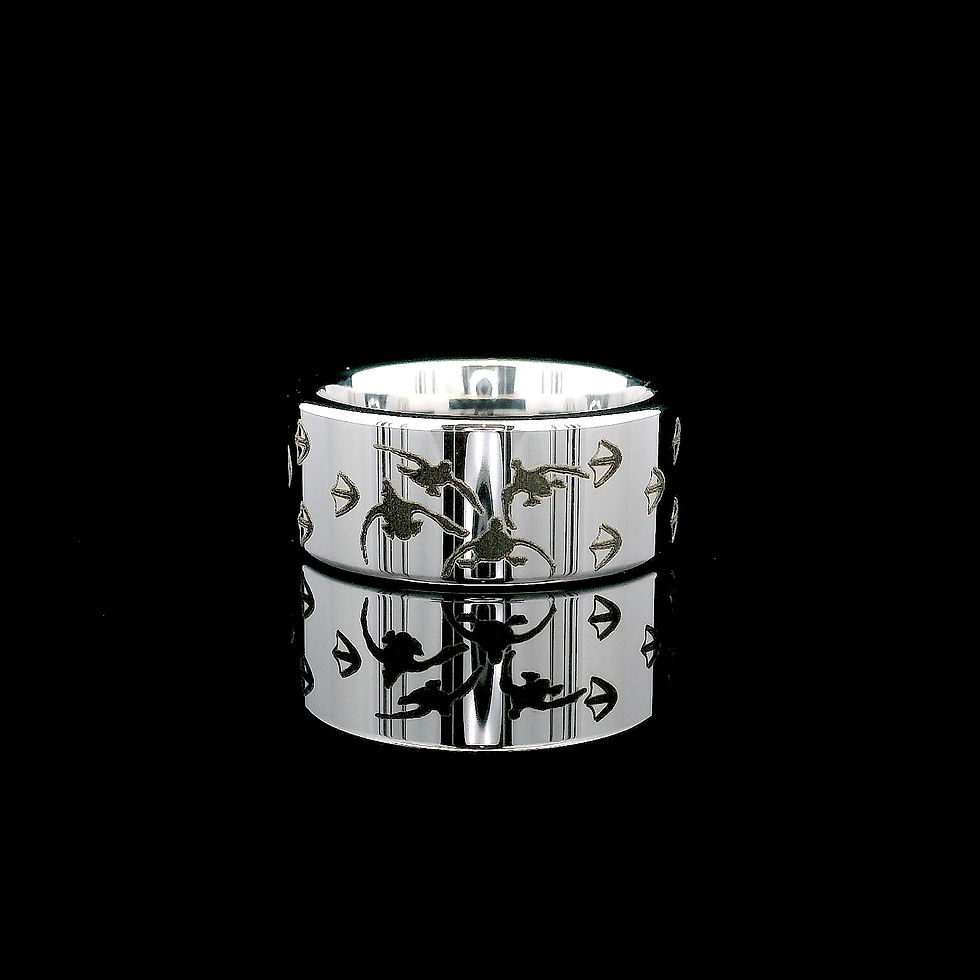 Thumbnail: Flying Duck Engraved Tungsten Ring, Silver Tungsten Band , Outdoor-Inspired, Mens Ring, Hunter's best Gift, Wedding Band