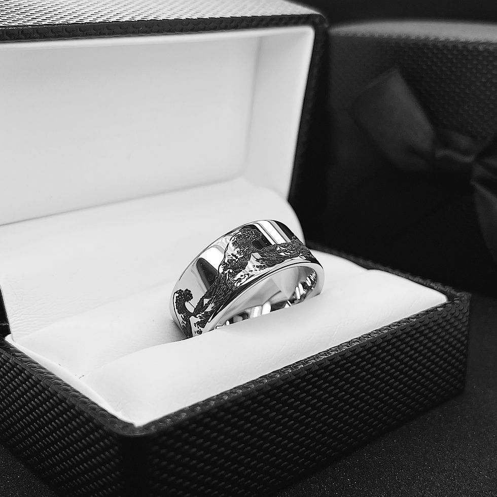 Thumbnail: Matching Rings Set, Wedding Rings Set, Couples Rings, Wedding Bands, Ocean Wave Ring, Mens Ring, his her anniversary rings