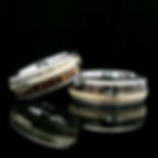 Wood and Antler Wedding Bands, His and Hers, Tungsten Ring, Mens Arrow Ring, Brushed