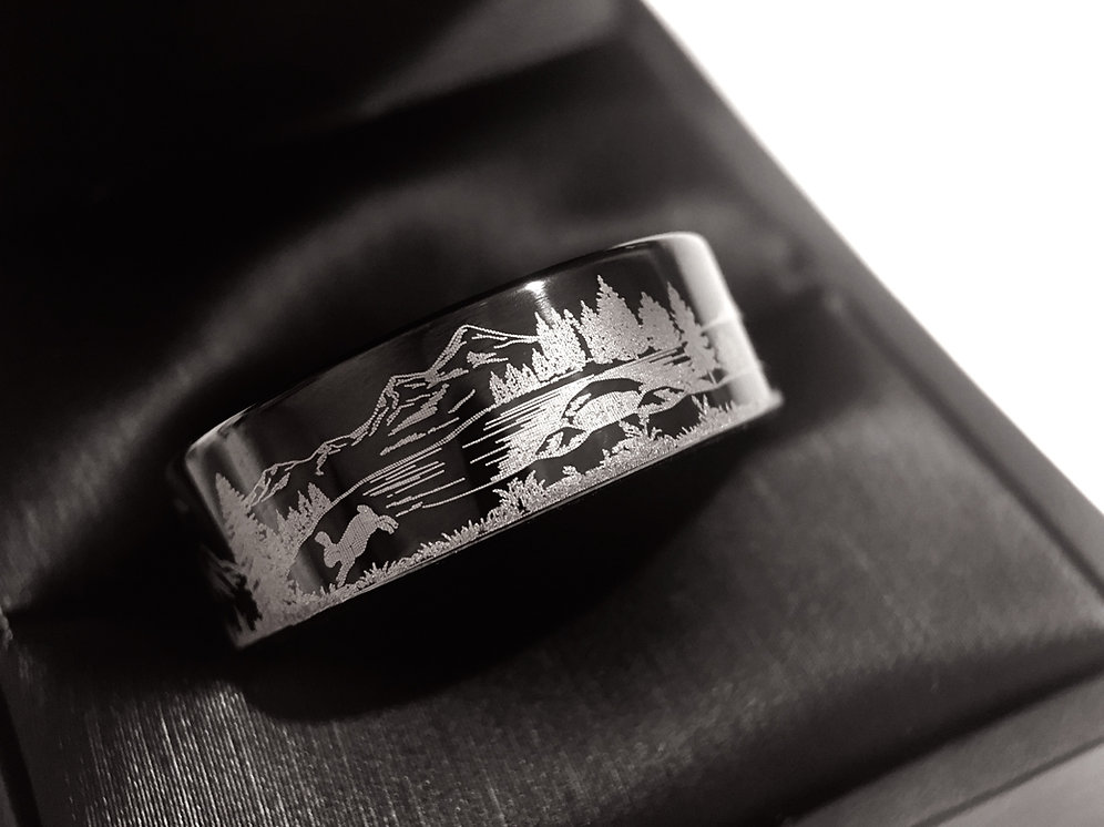 Fisherman Ring, Duck Bands, Black Tungsten Wedding Bands