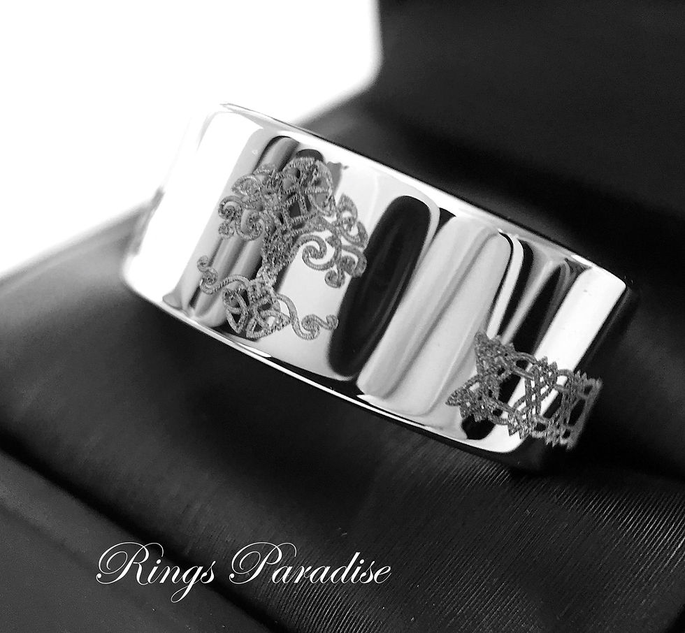 Thumbnail: Tree of Life Pattern Engraved Celtic  Design Ring, Tungsten Carbide Ring
