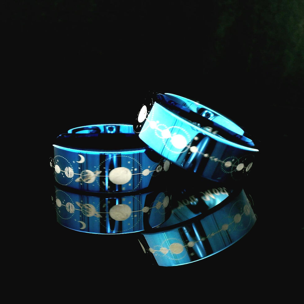 Thumbnail: Wedding Rings, Universe Ring, Milky Way, Planets, Galaxy, Moon and Stars, Blue Ring, Mens Ring, Women Rings for Women, Gift