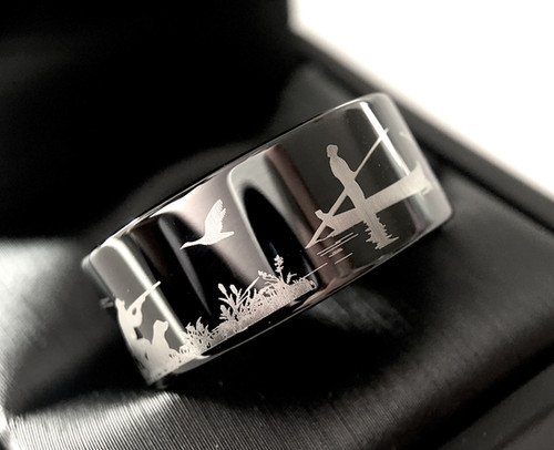 Engagement Rings Duck Engraved Wedding Band 'Men's Duck Hunting