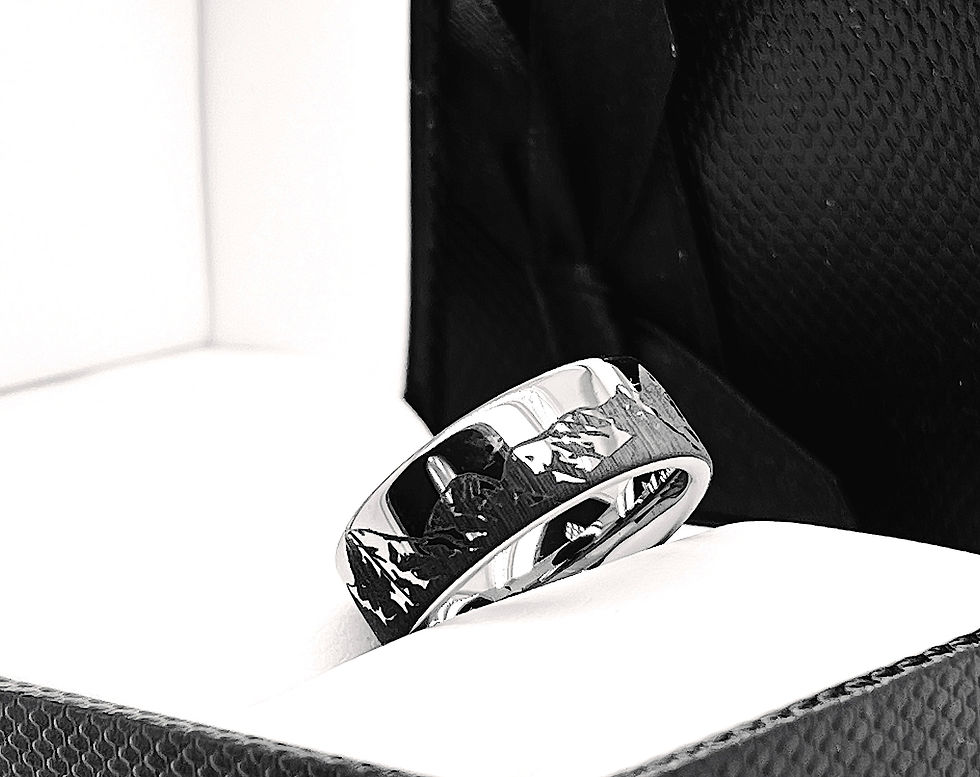 Mountains Range Pattern Engraved Wedding Band, Mens ring, Women Ring, 8mm - 12mm