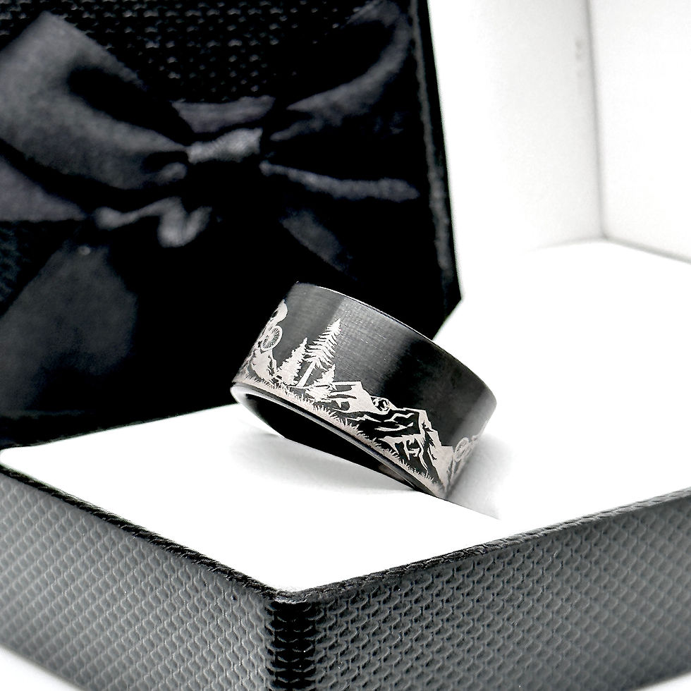 Thumbnail: Mountain Climbing Cyclists Tungsten Carbide Ring, Best Gift for Men, Mens Ring,  Gift for Boyfriend