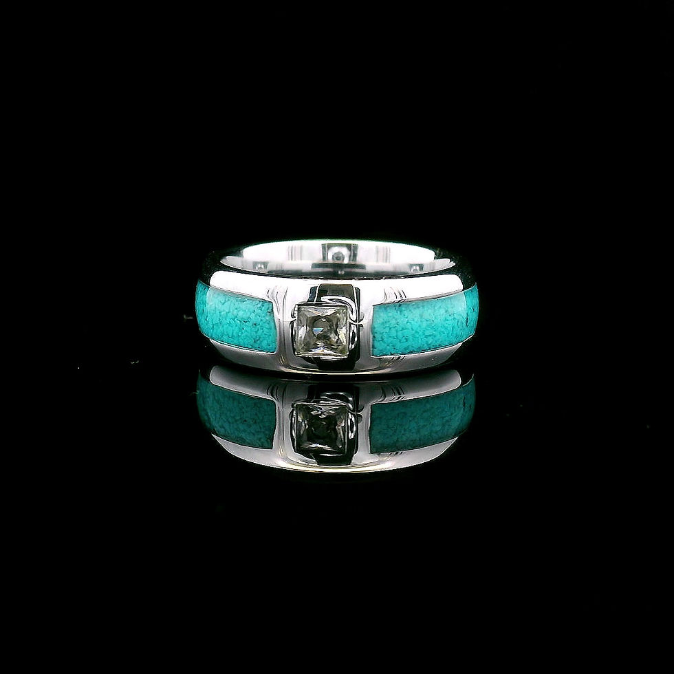 Thumbnail: Turquoise Ring with Square Stone, Mens and Women Wedding Bands, Wedding Rings, Engagement Ring