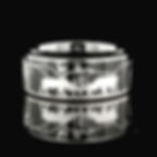 Black tungsten carbide ring engraved with elks, eagle, and mountain range design, men’s wedding band and outdoor-inspired