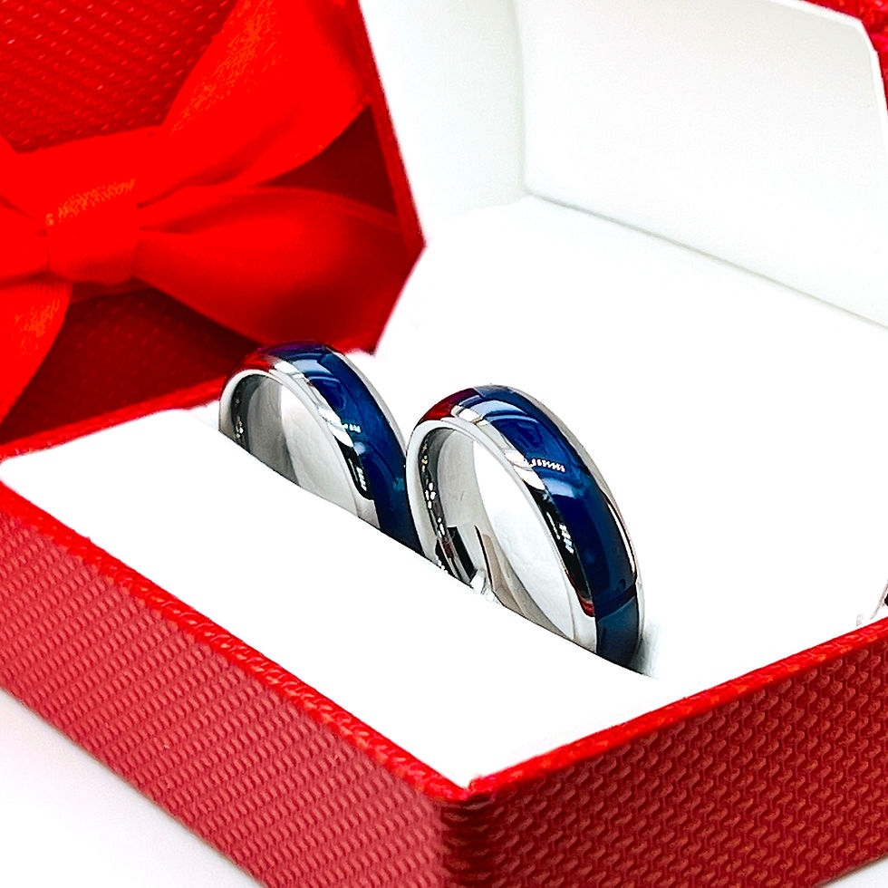 Thumbnail: Silver tungsten ring with blue agate stone inlay, available in 6mm and 8mm, unisex design for men and women