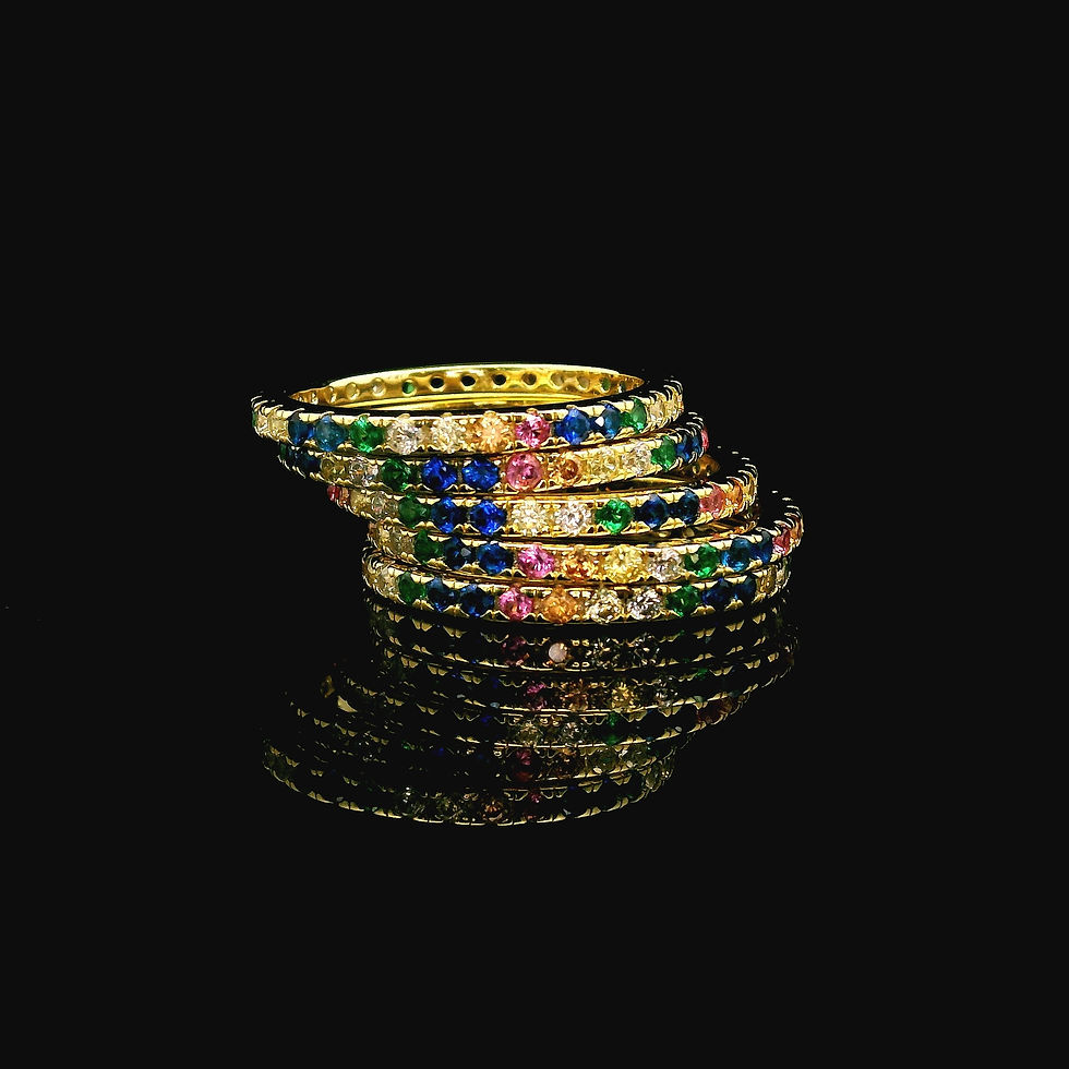 Thumbnail: Stackable Rainbow Ring, Birthstone Friendship Ring, Multicolor Minimalist Ring