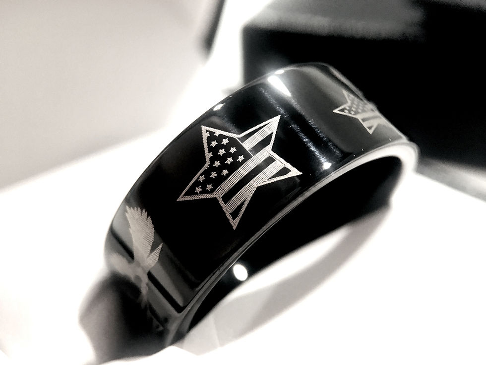 Thumbnail: Mens Wedding Bands, Military Ring, American Flag  Engraved Tungsten Carbide Ring, Mens Tungsten Ring, Mens Ring, Patriot Ring