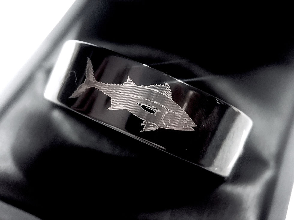 Thumbnail: Tuna Ring, Black Tungsten Ring, Wedding Bands, Black Tungsten Ring