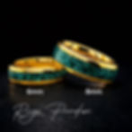 Thumbnail: yellow gold tungsten ring with green malachite inlay 6mm 8mm