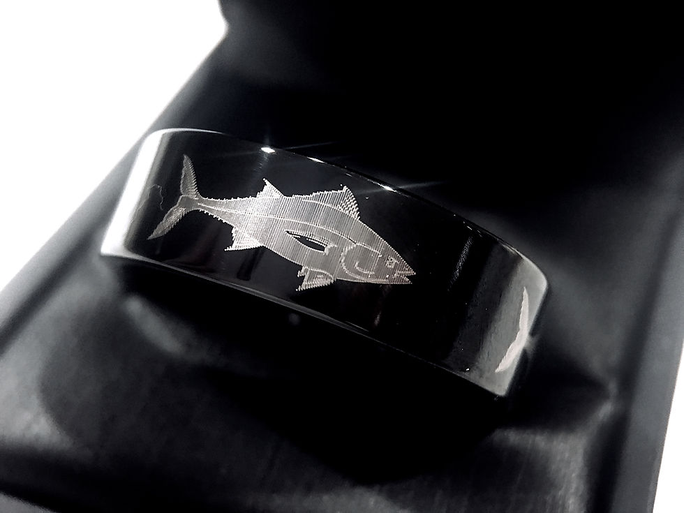 Thumbnail: Tuna Ring, Black Tungsten Ring, Wedding Bands, Black Tungsten Ring