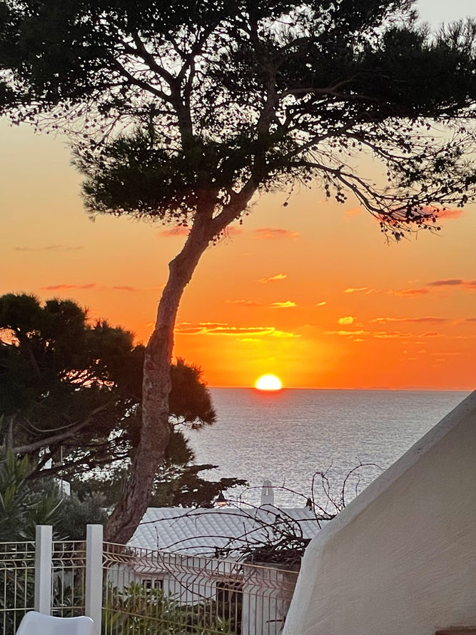 coucher de soleil dépuis la terrasse en février