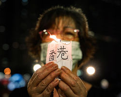 the last Tiananmen Massacre Vigil in Hong Kong , before the security law became effective