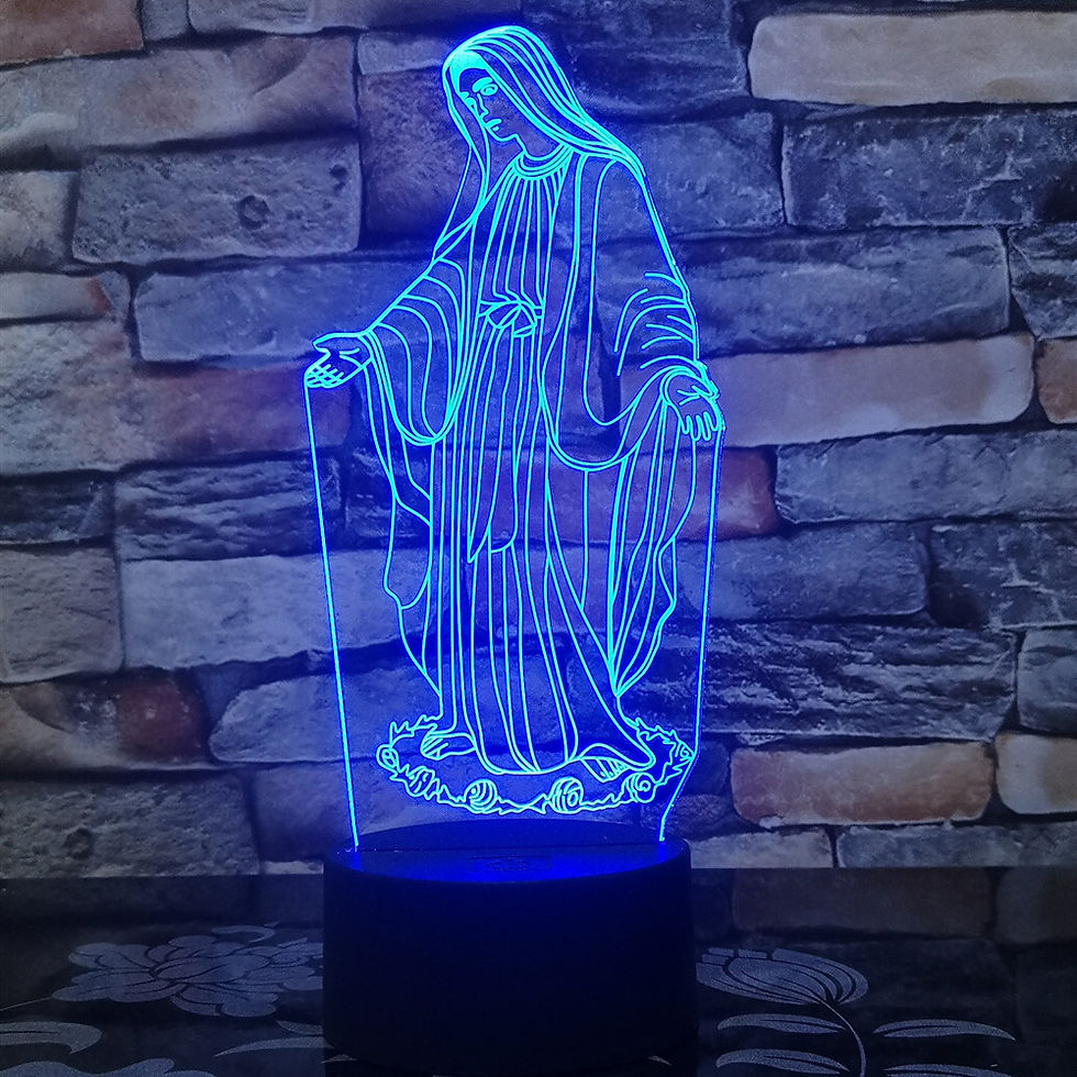 Thumbnail: Colorful 3D Night Light - Jesus and Virgin Mary