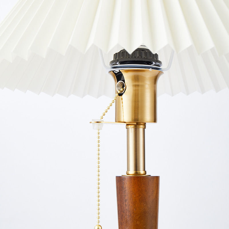 Thumbnail: Nordic Solid Wood Pleated Bedside Vintage Lamp