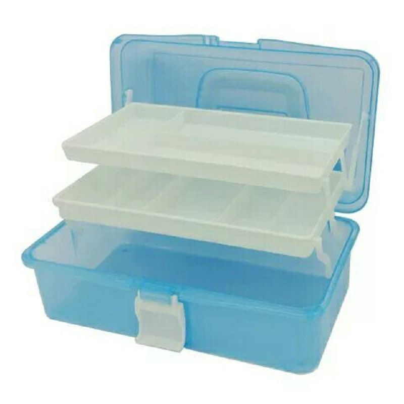 Thumbnail: 3-Tier Folding Tool Box with Plastic Storage Compartments
