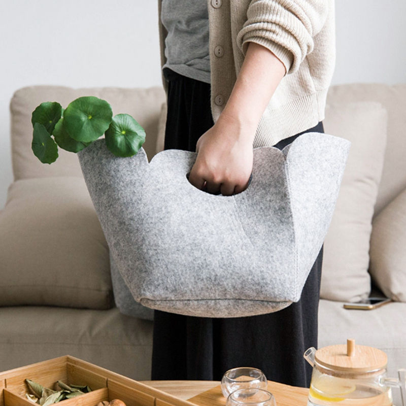 Thumbnail: Cute Folding Felt Fabric Storage Basket - Convenient Design