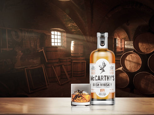 McCarthys Whiskey Bottle and Glass