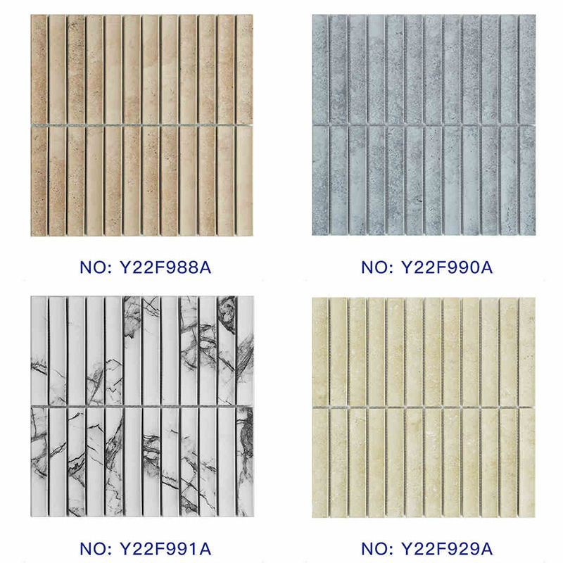縮圖：Rounded Rectangle Mosaic Tiles 馬賽克瓷磚 22F系列 2.2×14.5cm 萊姆石月牙面系列 多色可選 Porcelain