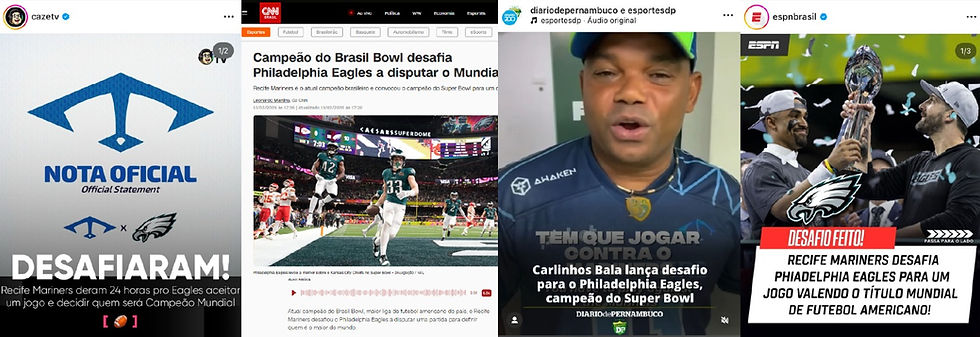 A brincadeira, que misturou humor e ousadia, contou com um grande engajamento e ainda caiu nas graças das páginas e portais esportivos Brasil afora. Imagem: Montagem/Recife Mariners