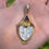 Thumbnail: Vintage Solid 18k Yellow Gold Carved Moonstone & Tanzanite Charm