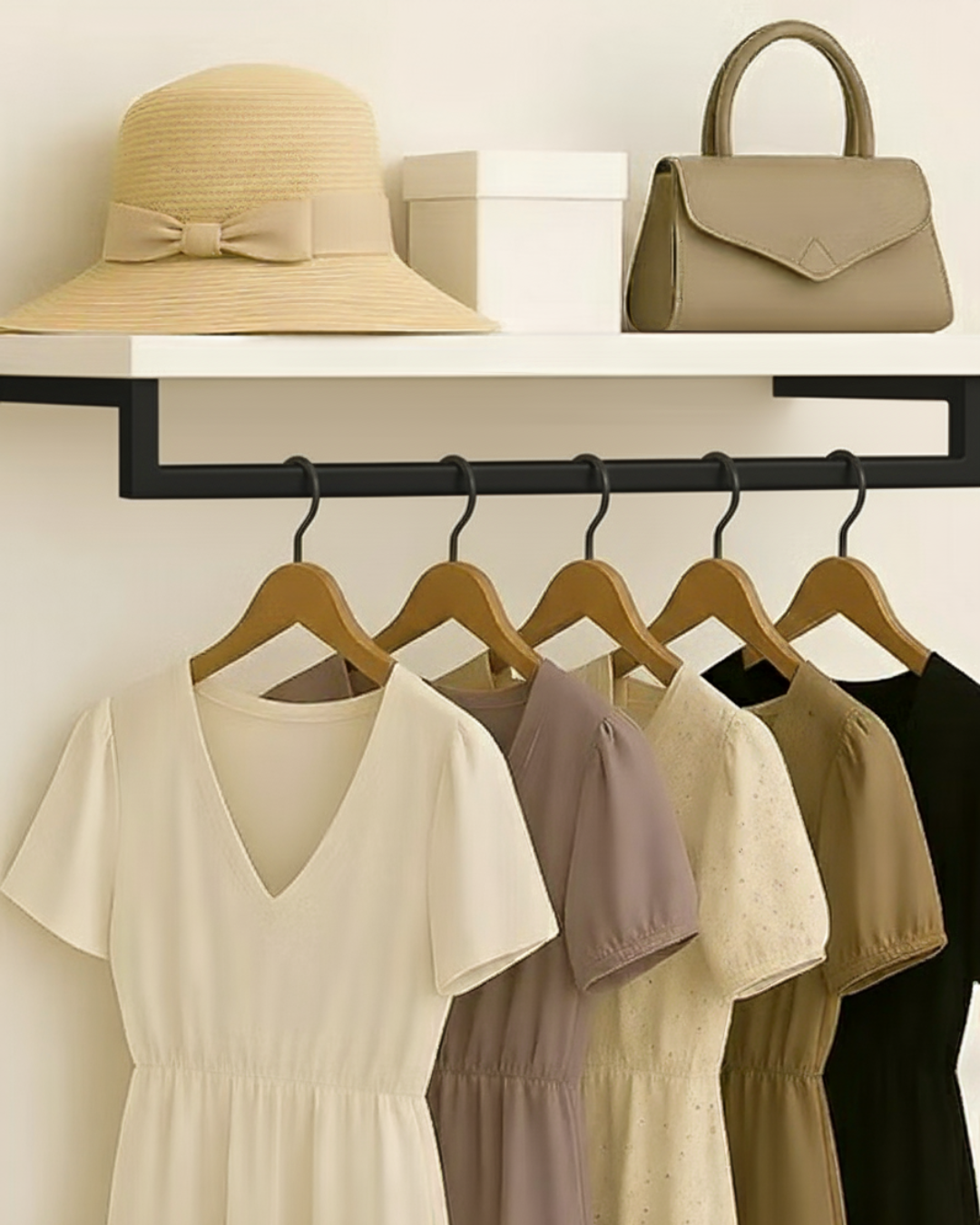 Cabideiro Arara Dourado Envelhecido Prateleira Mdf Closet