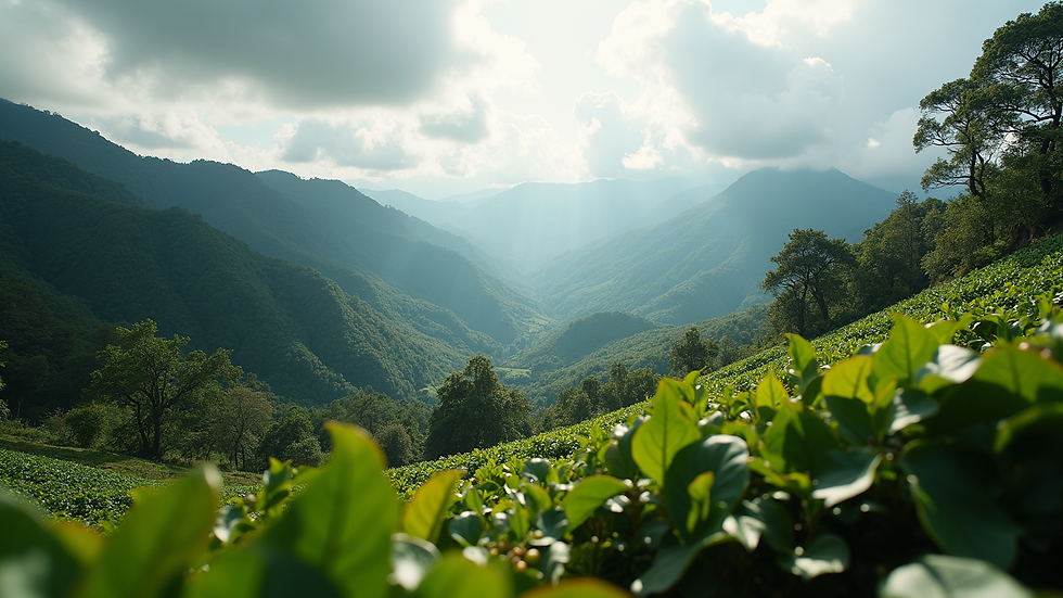 High angle view of a mountainous coffee region