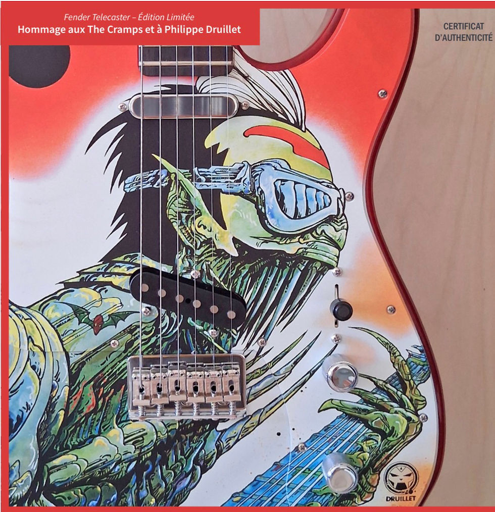 Miniature : Guitare Fender Telecaster hommage à "the cramps " et à Philippe druillet 