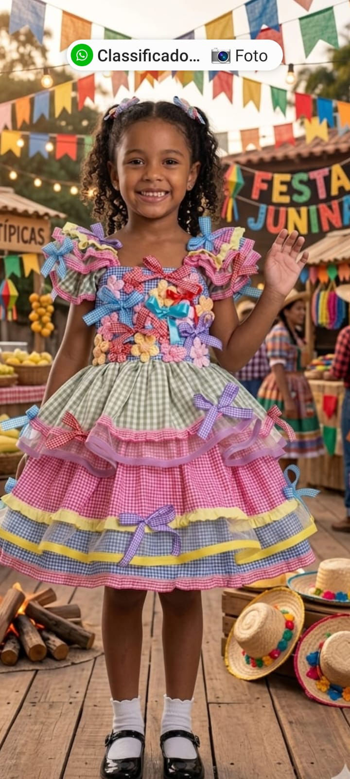 Miniatura: Vestido Festa Junina - Flor Xadrez 