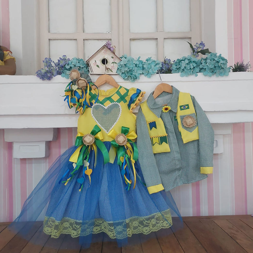 Miniatura: Vestido Festa Junina Brasil - Coração Verde 