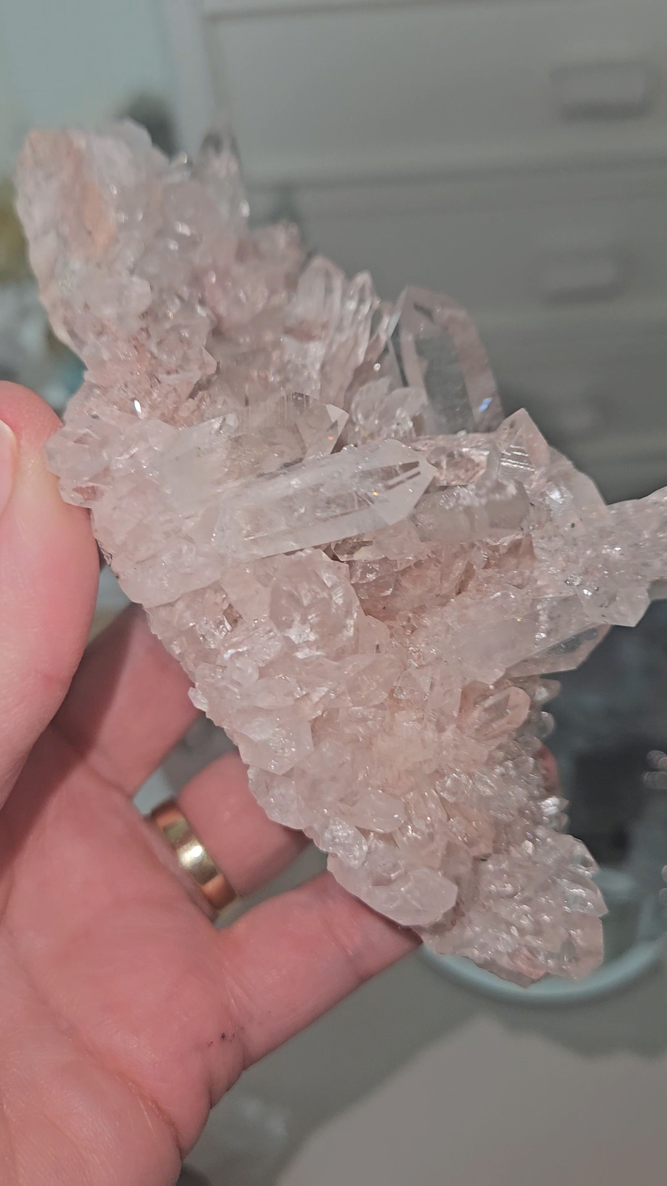 Stunning High Grade Pink Lemurian Needle Quartz Cluster